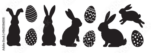 collection of silhouettes featuring easter bunnies and