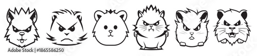 angry hamster set vector illustration isolated on white
