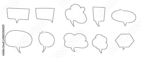 Ballon text, set of hand drawn bubble chat outline style