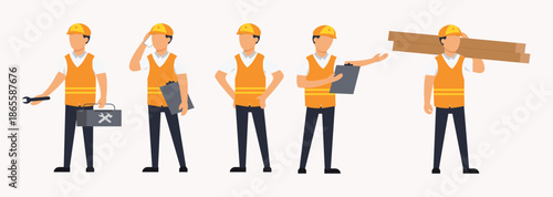 Set of Home repair worker in cartoon characters vector illustration,