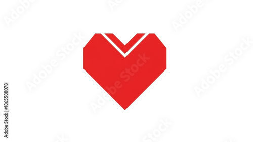 A red heart shaped icon with a white outline on a transparent background