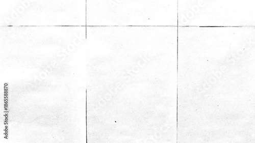 Stop motion animation of crumpled white paper unfolding on black background with grid fold lines texture,Cinematic paper unfolding transition with vintage texture and fold marks for creative video 
