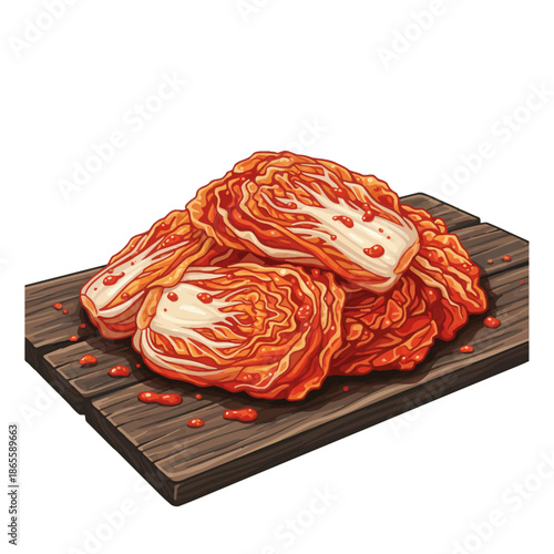 Chinese sliced cabbage vector with spicy marinade, fresh and flavorful illustration.