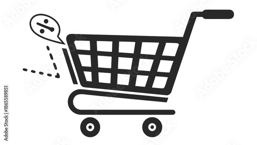 Minimal Black Shopping Cart Icon for Ecommerce Retail Website and Online Store Checkout Symbol
