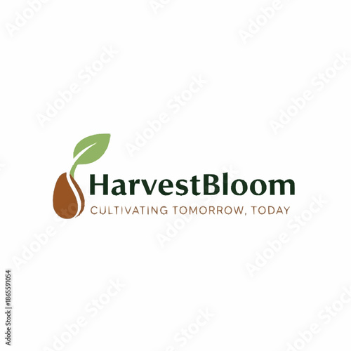 HarvestBloom logo featuring a seed sprouting into a leaf, symbolizing growth and cultivation.