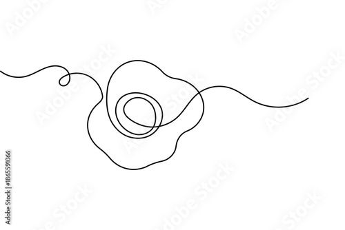 Fried egg food icon continuous one line drawing and minimalist style isolate outline vector art