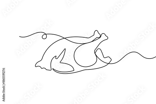 Roasted chicken food icon continuous one line drawing minimalist style isolate outline vector