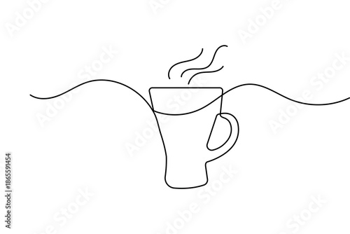 Hot tea food icon continuous one line drawing with minimalist style isolate outline vector art