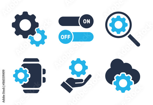 Configuration and Cloud Service icon set. Solid glyph series icons