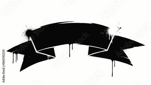 Black Paint Brush Stroke on Canvas.