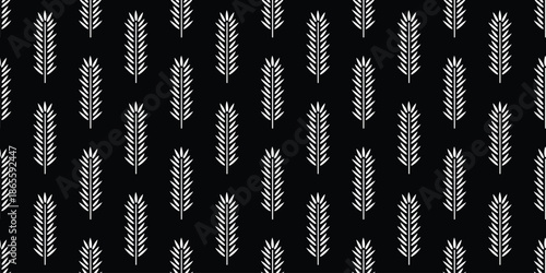 Palm leaf pattern, coconut leaf design, beautiful minimalist seamless pattern, Tropical black and white color pattern, cool and stylish leaf design. Motif for Hawaiian shirt, Aloha shirt in summer.