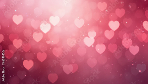 Pink bokeh hearts love background with sparkling lights and soft focus, ideal for valentine's
