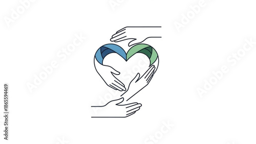 Abstract heart shape formed by hands symbolizing unity and care a minimalist vector illustration for concepts of love support and community