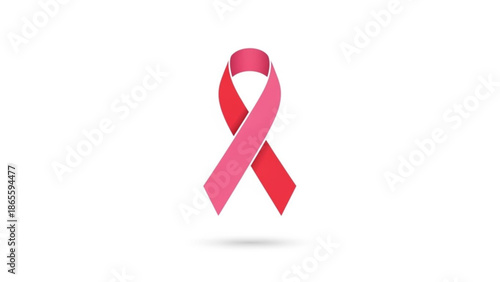 Pink and red ribbon symbol for breast cancer awareness a simple graphic element for health campaigns and support isolated on white