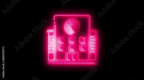 Neon pink smartphone with glowing cryptocurrency symbol on screen isolated on black background for finance technology and digital