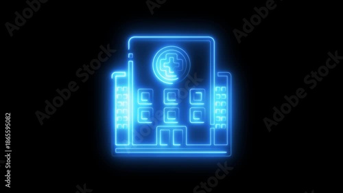 Glowing blue neon smartphone with cryptocurrency symbol on screen futuristic technology and finance concept with dark background
