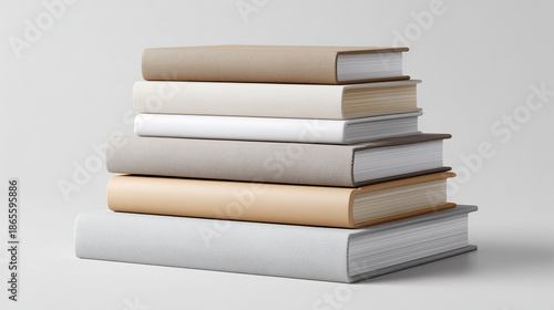 Books stacked in a neat tower display blank covers for professional product mockups.