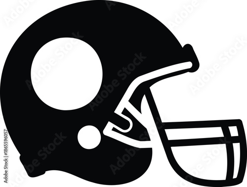 American football helmet icon with face guard and ear hole