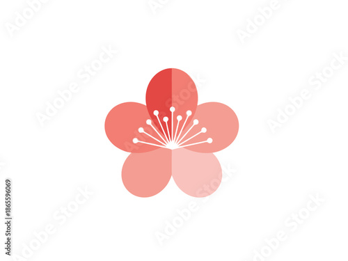 Peach Colored Oriental Flower Symbol Design Flat Vector