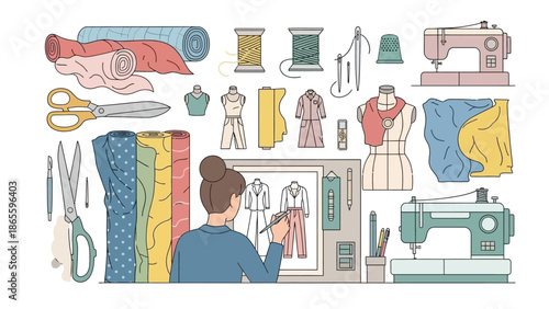 Fashion Designer Working on New Design.