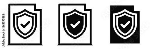 Secure file icons with shield and check mark symbols,Security icon logo design. protection icon. privacy.shared folder icon , management icon