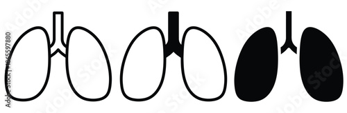 Lung anatomy with healthy and damaged lungs comparison,Lungs line icon. Internal human organ symbol. Vector illustration.Lungs line icon isolated on white background.