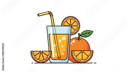 Glass of Orange Juice with Slices.