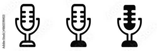 Microphone icons on white background,Microphone Icons set. variant microphone icon. Karaoke mic. Podcast microphone. web and mobile icons. vector illustration.