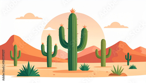 Minimal Desert Cactus Scene