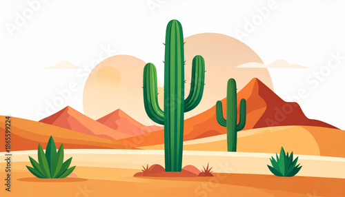 Minimal Desert Cactus Scene