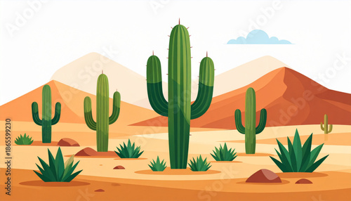 Minimal Desert Cactus Scene