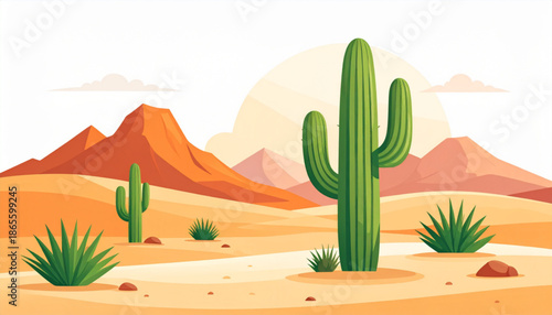 Minimal Desert Cactus Scene