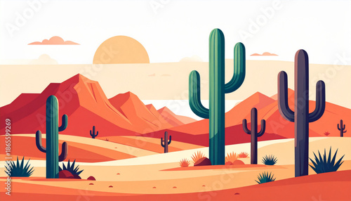 Minimal Desert Cactus Scene