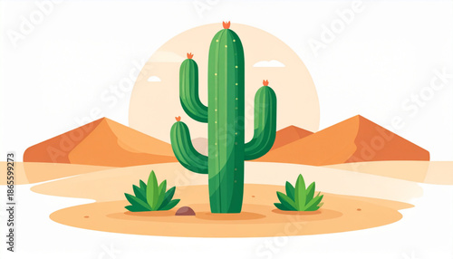 Minimal Desert Cactus Scene