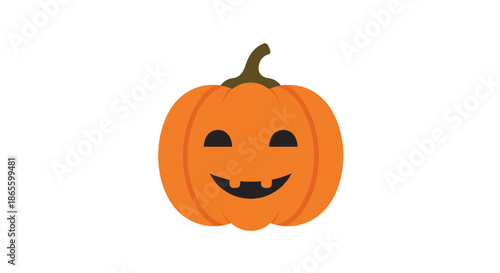 Charming orange jack-o'-lantern illustration with a cheerful, slightly spooky carved face, perfect for Halloween celebrations, autumn decorations, and festive designs