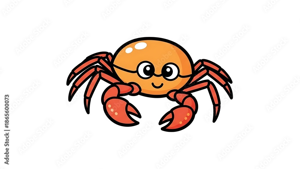 Fototapeta premium Cartoon Crab Character Illustration Isolated.