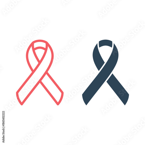 Ribbon icons set. AIDS symbol. Breast cancer awareness ribbon. World Breast Cancer Day concept vector illustration.

