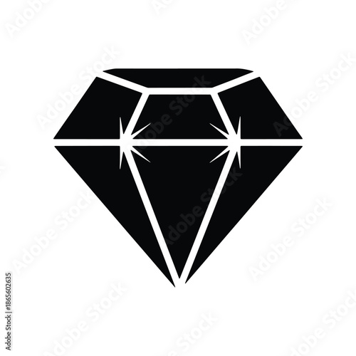 Abstract black diamond icon representing value, treasure, and brilliance, perfect for design elements, logos, or sophisticated branding projects