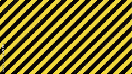 黄色と黒の警告色の斜めなストライプ背景。危険やエラーを警告する縞模様。シームレスなパターン壁紙