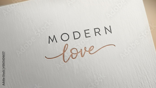 A modern love design on a white card with elegant typography and minimal style