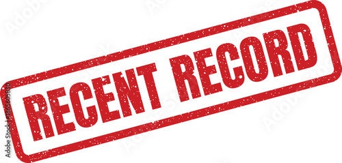 A textured red rubber stamp mark displaying the words RECENT RECORD in a rectangular frame, indicating a new entry