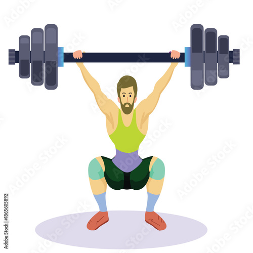 vector of sports old man lifting weights with dumbbells
