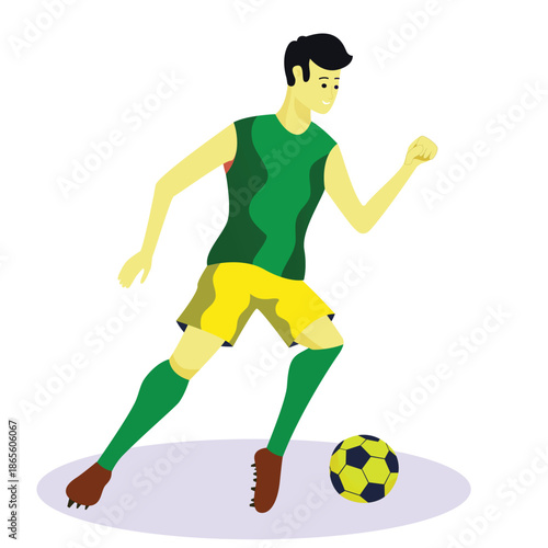 vector of a soccer player dribbling the ball seriously