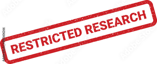 Angled red rectangular grunge stamp with RESTRICTED RESEARCH text, signifying limitations on scientific study