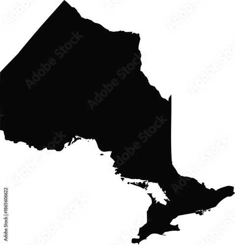 Map of Ontario Canada in black silhouette on white background