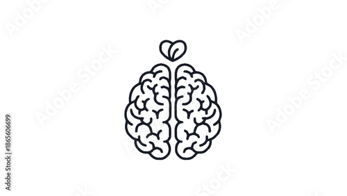 Brain with a small heart on top representing emotional intelligence.
