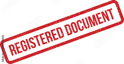 Diagonal red grunge stamp with the phrase REGISTERED DOCUMENT for official verification