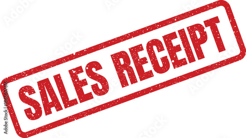 Distressed rectangular rubber stamp showing the phrase SALES RECEIPT in bold uppercase letters, creating a grunge effect