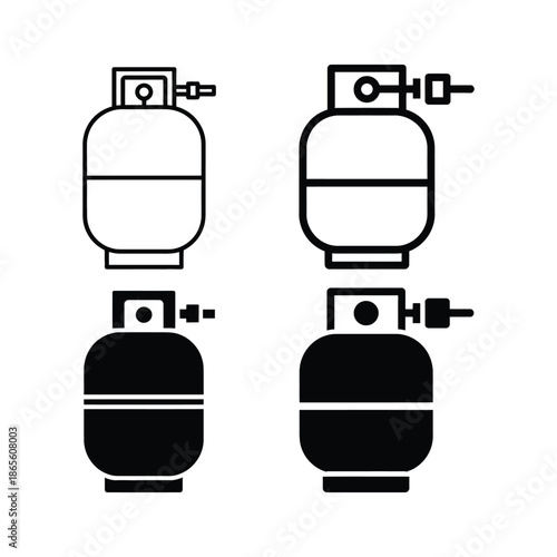 black and white propane tank icons, vector illustration