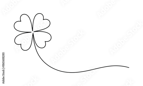 four leaf clover with long stem, vector illustration